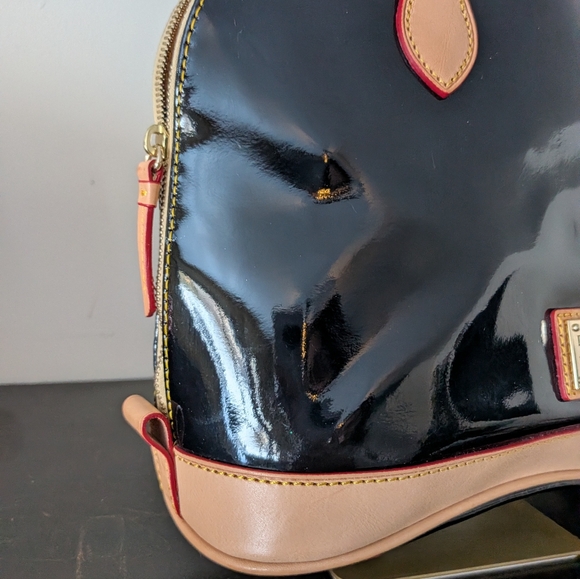 Dooney & Bourke Onyx Black Patent Leather Zip Zip Satchel NWT - Picture 4 of 11